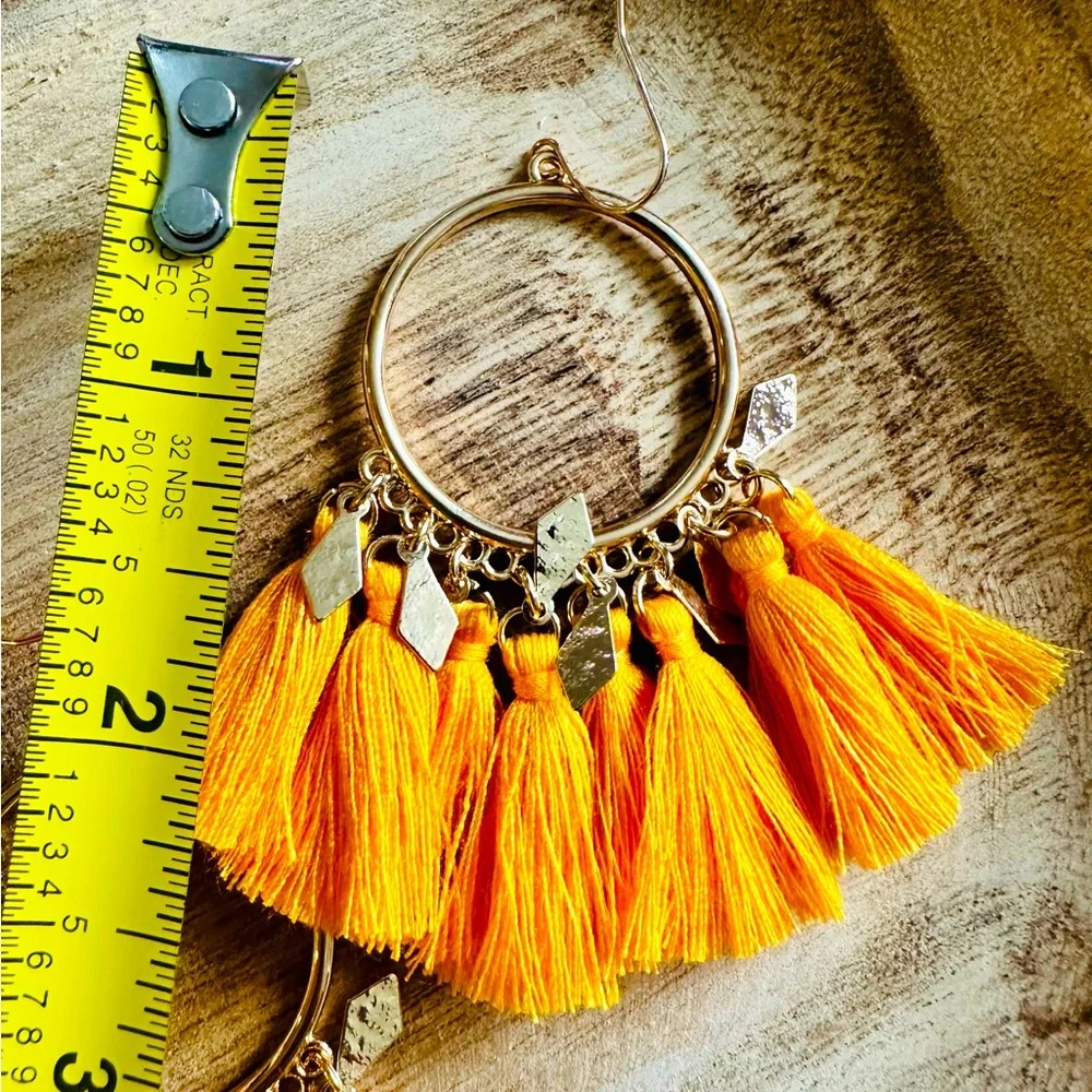 ☀️☀️Pretty Orange and gold summer‎ tassel earrings FIESTA☀️☀️